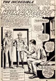 Steve Ditko and George Roussos (as George Bell) Tales to Astonish #64 Hulk Splash Page 1 Original Art (Marvel, - | Heritage