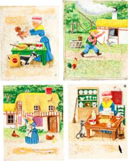 Richard Scarry The Gingerbread Man Children‘s Book Cover and Interior Illustration Original Art Group (Simon and -