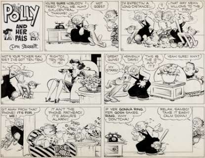Cliff Sterrett Polly and Her Pals Sunday Comic Strip Original Art dated 11-12-44 (King Features Syndicate, -