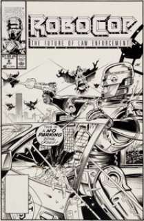 Lee Sullivan and Kim DeMulder Robocop #8 Cover Original Art (Marvel, 1990). It‘s gang warfare between the Urban -