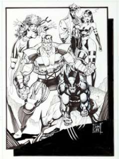 Jim Lee X-Men Pinup Page Illustration Original Art (Marvel, 1990). A classic roster of the X-team featuring - | Heritage