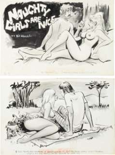 Bill Wenzel Naughty Girls Are Nice... Comic Strip Original Art Group (undated). Four single panel gag -