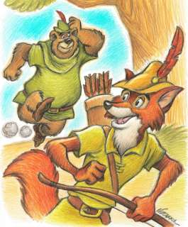 Joan Vizcarra | Robin Hood & Little John - Original Drawing - Joan Vizcarra - Pencil Art - Original Artwork | Catawiki