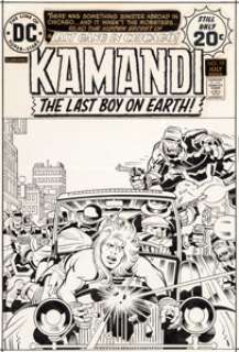 Jack Kirby and D. Bruce Berry Kamandi #19 Cover Original Art (DC, 1974). The last boy on Earth comes face -