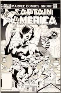 Mike Zeck and John Beatty Captain America #283 Cover Original Art (Marvel, 1983). Viper looms large over -