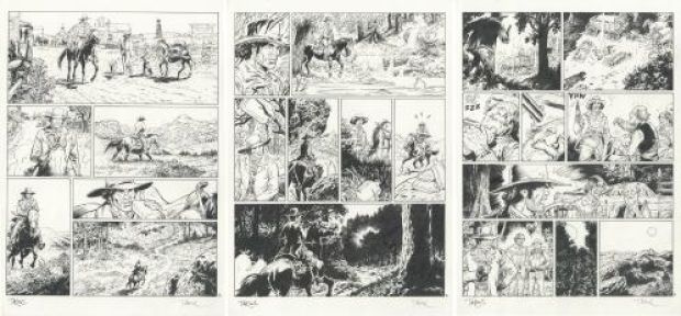 Olivier Taduc | Sur la piste de blueberry, un lot de planches 1,2,3 | Galerie 9ème Art