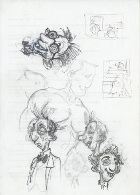 Régis Loisel | Recherche de personnage, Pierrot | Galerie 9ème Art