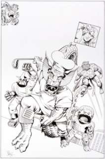 Roger Langridge Fin Fang Four Return! #1 Cover Original Art Cover (Marvel, 2009). Marvel‘s preeminent -