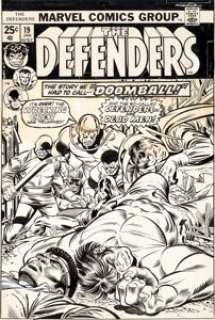 Gil Kane and Joe Sinnott Defenders #19 Cover Hulk, Doctor Strange, and Power Man Original Art (Marvel, 1975). -