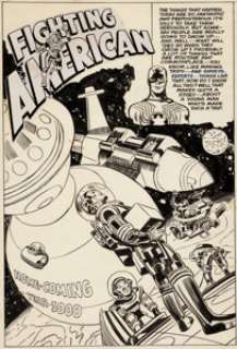 Joe Simon Fighting American #2 Unpublished Complete 9-Page Story Original Art (Harvey, 1966). Not the usual -