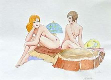 Leone Frollo | Leone Frollo - Illustrazione originale "Le amiche" - Page volante - Exemplaire unique | Catawiki