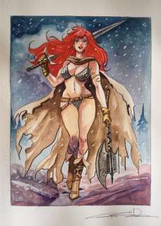 Candita, Giuseppe | Candita, Giuseppe - Original colour drawing - "Red Sonja: Tempesta di Neve" - (2023) | Catawiki