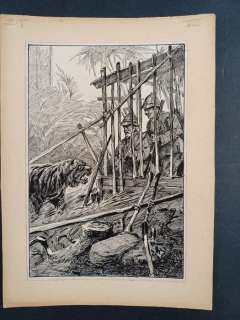 Autore Non Reperito | Scagliarini - Illustrazione Originale Primi Anni ’30 "Avventure di Caccia" - Page volante - Exemplaire unique | Catawiki