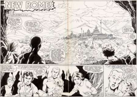 Sal Buscema and Tom Mandrake New Mutants #9 Pages 2 and 3 Double Page Splash Original Art  (Marvel, 1983). -