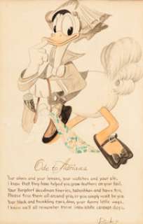 "Donald Duck as Snow White" Studio Drawing Gifted to Adriana Caselotti (Walt Disney, 1944). Snow - | Heritage
