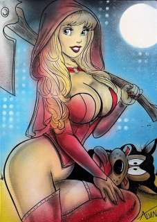 Alvin Silvrants | Sexy Red Riding hood - Original drawing in colour by Alvin Silvrants | Catawiki