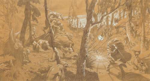 Bernie Wrightson Berni Wrightson: A Look Back Wraparound Dust Jacket First-Draft Illustration Original Art (Underw... | Heritage