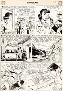Al Plastino Superman #95 Story Page 8 Original Art (DC, 1955). Some thugs take Clark and Lois captive--or -