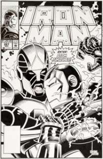 Kevin Hopgood and Mike DeCarlo - Iron Man #287 Cover Original Art (Marvel, 1992).