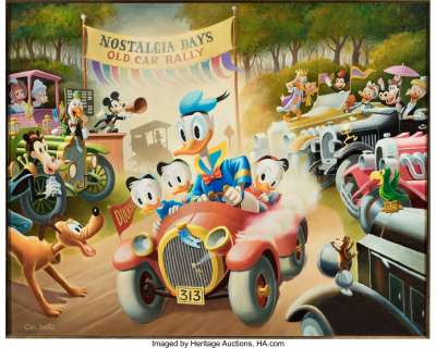 Carl Barks - A 1934 Belchfire Runabout! CB-OIL 127 Painting Original Art (1984).