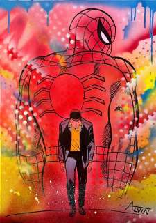 Alvin Silvrants | Spiderman no more “pop art” - Original drawing in colour by Alvin Silvrants | Catawiki