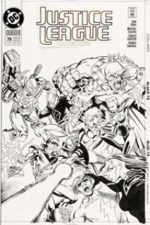 Collins, Mike - Mike Collins and José MarzÃ¡n Jr. Justice League America #79 Cover Original Art (DC, 1993)....