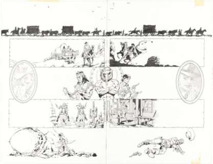 Pérez , George - George Pérez and Karl Kesel History of the DC Universe #1 Double Page Spread 28-29 Original Art (DC, 1986).... (Total: 2 Original Art)
