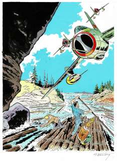 Albert Weinberg | Dan Cooper, Fantôme 3 ne répond plus !, couverture originale redessinée à l’encre de chine et à l’aquarelle. | Septimus