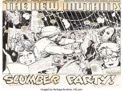 Sienkiewicz, Bill | Bill Sienkiewicz New Mutants #21 Double Splash Pages 2-3 Original Art (Marvel, 1984).... (Total: 2 Original Art) | Heritage