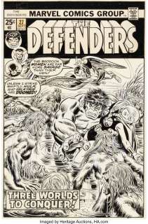 Kane, Gil - Gil Kane and John Romita Sr. The Defenders #27 Cover Original Art (Marvel, 1975)....
