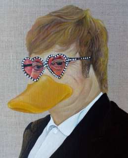 Caterina Lemma (Katy) | Donald Duck - Elton John framed oil painting - (2023) | Catawiki