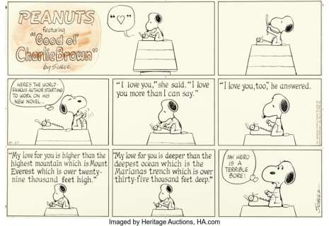 Schulz, Charles | Charles Schulz Peanuts Sunday Comic Strip Snoopy Original Art dated 8-27-1972 (United Feature Syndicate, 1972).... | Heritage