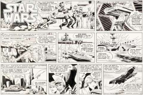Manning, Russ - Russ Manning Star Wars Sunday Comic Strip Han Solo and C-3PO Original Art dated 11-4-79 (Los Angeles Times Syndica...