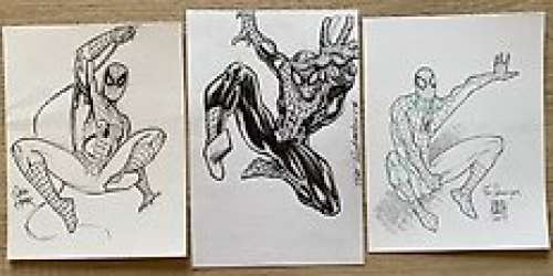 Rubinstein / Hoover / Alberti | Spider-Man - 3 x dessin original par Dave Hoover / Joe Rubinstein / Mario Alberti - Page volante - Exemplaire unique - (2009/2017) | Catawiki