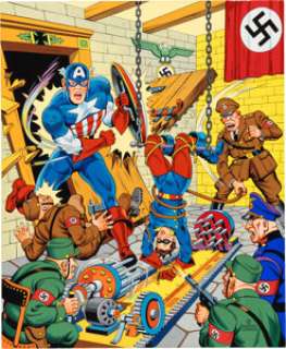Alex Schomburg USA Comics #6 Cover Re-Creation Captain America and Bucky Painting Original Art (1982). | Heritage