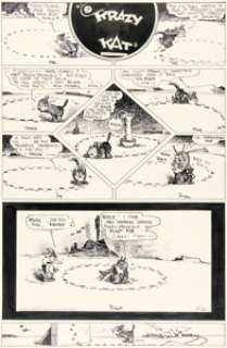 George Herriman Krazy Kat Sunday Comic Strip Original Art dated 11-21-43 (King Features Syndicate, 1943).