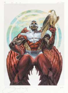 2018 Skybox Marvel Masterpieces #53 Falcon - Original Trading Card Artwork by Simone Bianchi | Heritage