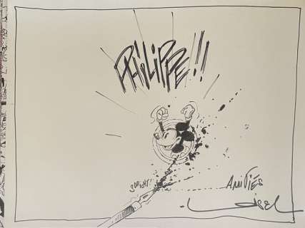 Régis Loisel | Mickey - Café Zombo + dédicace tampon rehaussée à la main - TL - 2019 | Catawiki