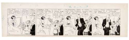 "ETTA KETT" 1939 SUNDAY/"TILLIE THE TOILER" 1929 DAILY COMIC STRIP ORIGINAL ART PAIR.