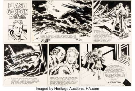 Mac Raboy Flash Gordon Sunday Comic Strip Original Art dated 7-16-50 (King Features Syndicate, 1950).