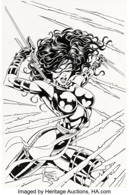 Mike Deodato Jr. Elektra #19 Cover Original Art (Marvel, 1998).