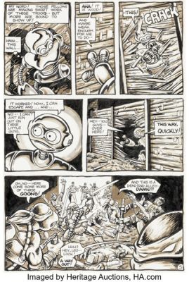 Kevin Eastman and Peter Laird Teenage Mutant Ninja Turtles #5 Fugitoid Story Page 5 Original Art (Mirage, 1985).