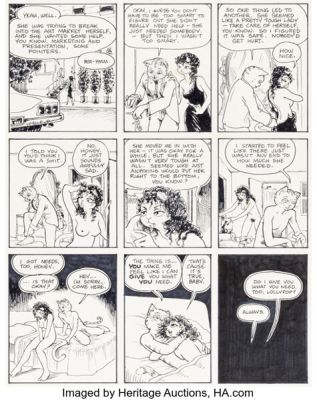 Reed Waller Bizarre Sex #9 "Omaha" the Cat Dancer Comic Story Page 24 Original Art (Kitchen Sink Press, 1981).