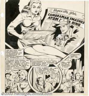 Matt Baker - Original Splash Page Art for Crown Comics #5 (Golfing/McCombs, 1946). A case of gross - | Heritage