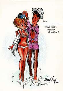 François Walthéry | Natacha et Walter, dessin original à l’encre de chine et aux crayons de couleurs. | Septimus