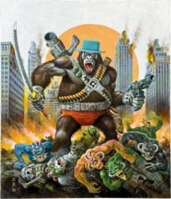 Masami Watanabe Hand-Drawn Color Illustration "The Heroic Figure of the Gorilla Who Defeated the Kaiju" | Mandarake (Big Web)