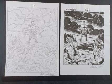 Piccinelli, Alessandro - 2 Original cover - Zagor - Preliminare + Definitivo di Copertina Inedita "Un Uomo in Fuga" | Catawiki