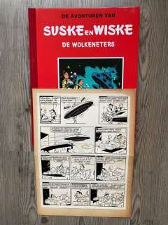 Willy Vandersteen - 2 Colour pencil drawing - Suske en Wiske - originele plaat De Wolkeneters met groot formaat album - 1960 | Catawiki