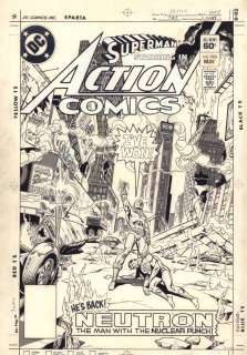 Mike Decarlo, Ross Andru - action comics #543 cover - superman vs. Neutron the man with the nuclear punch! - 1983