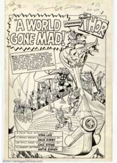 Jack Kirby and Chic Stone - Original Art for Thor #113, page 1 (Marvel, 1964). This splash stunningly portrays - | Heritage